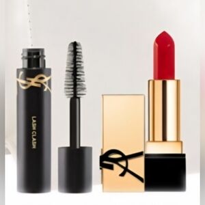 Yves Saint Laurent Black Mascara and Red Lipstick Duo.